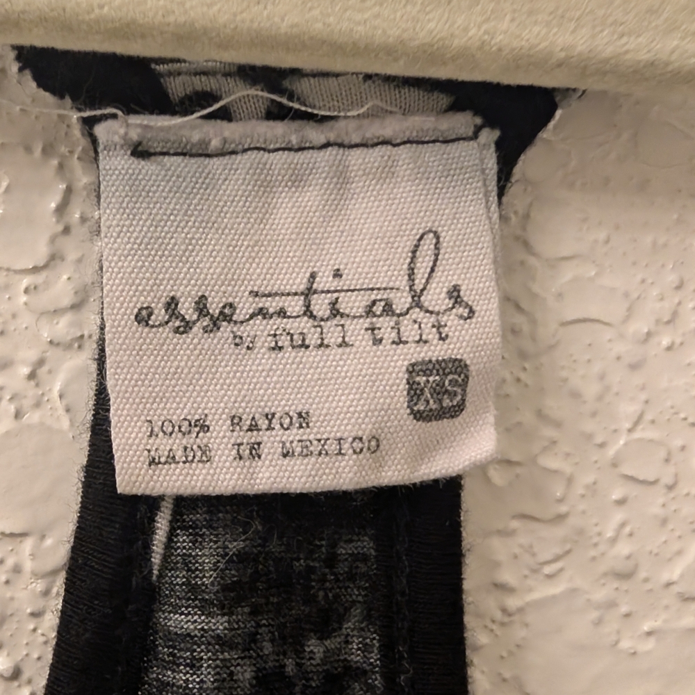 Essentials By Full Tilt Floral Black and White Women's Tank Top - Picture 6 of 6